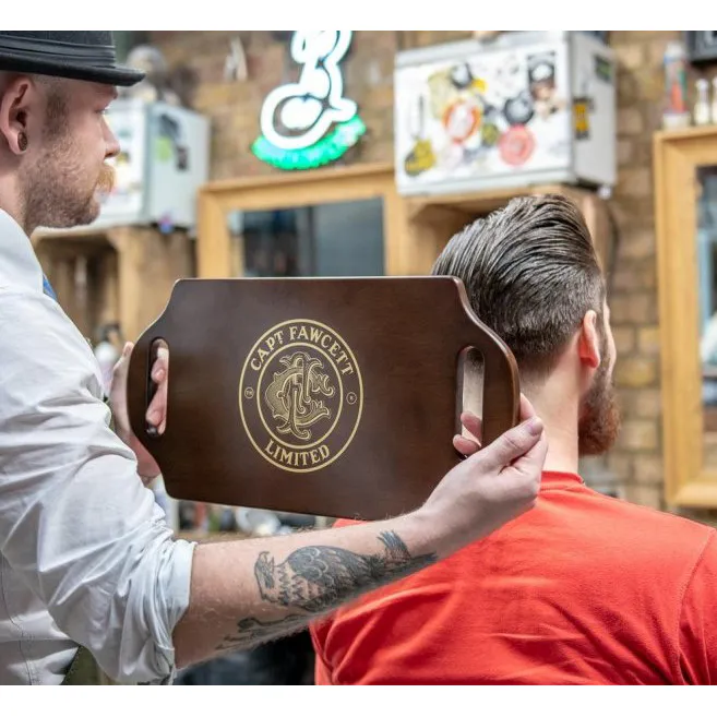 Oglindă din lemn cu două mâini pentru barberi - Imagine 1
