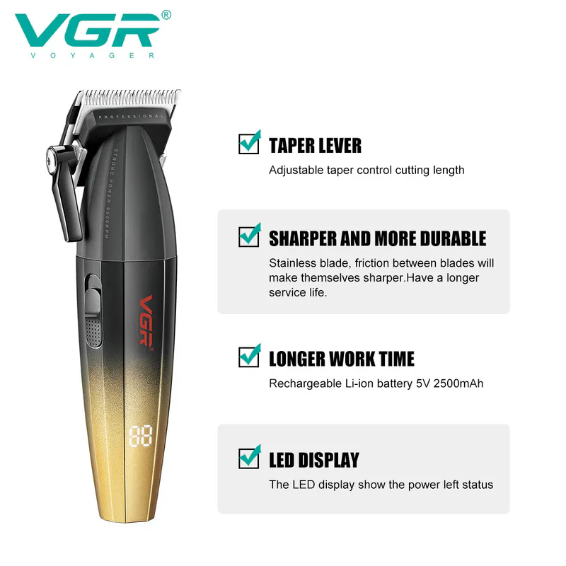 Mașină de tuns VGR VOYAGER V-003C Salon Series - auriu - Imagine 4