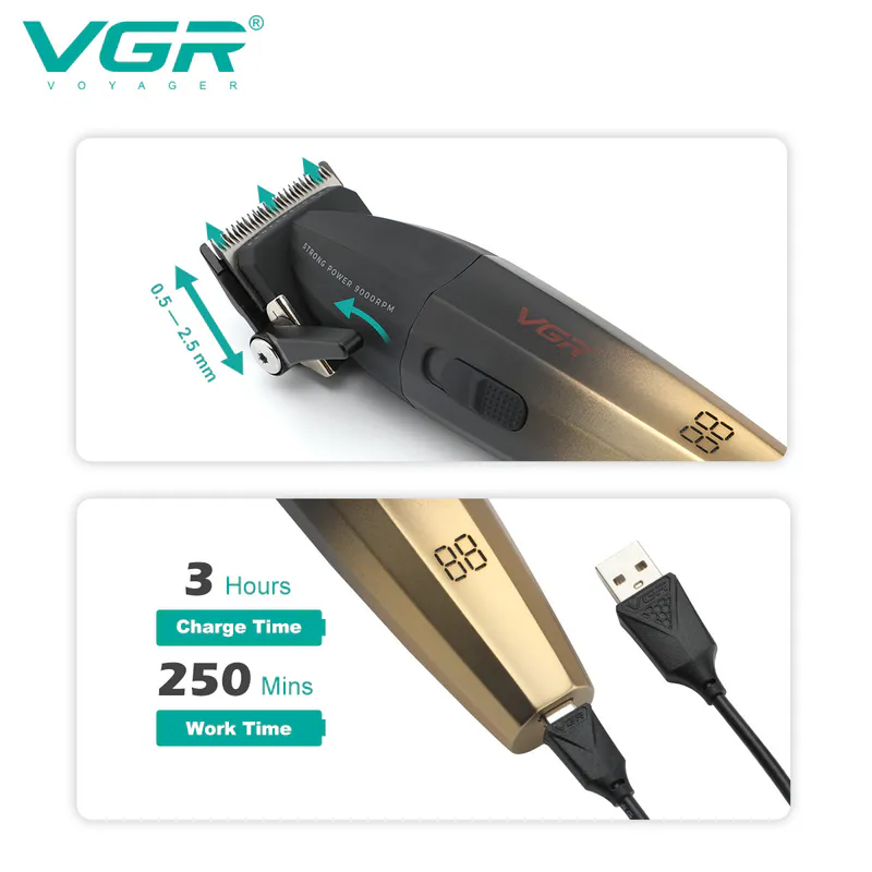 Mașină de tuns VGR VOYAGER V-003C Salon Series - auriu - Imagine 5