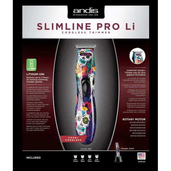 Andis Slimline Pro Ion T-Blade - Design Skull - Imagine 4