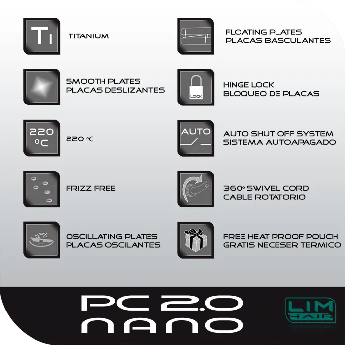 Mini plăci de întins părul LIM HAIR PC 2.0 nano - Imagine 4