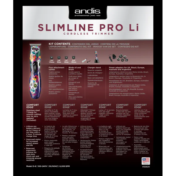 Andis Slimline Pro Ion T-Blade - Design Skull - Imagine 5